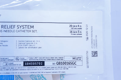 Halyard QB10016SGC ON-Q Pain Relief System Over-The-Ndle Cath. Set 16Gax3in. (x)